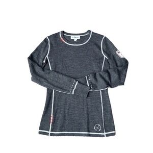 Meister XOXO Peace Embroidered Grey Wool Ski Snow Base Layer‎ Sweater Small